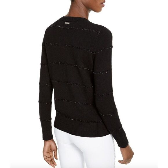 ‎Michael Kors NEW Black Tinsel Striped Sweater Top - Picture 4 of 6
